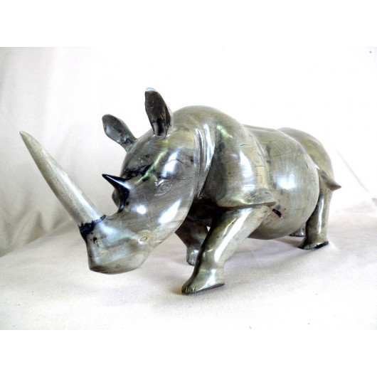 Tres Grand Rhinoceros En Ebene Gris